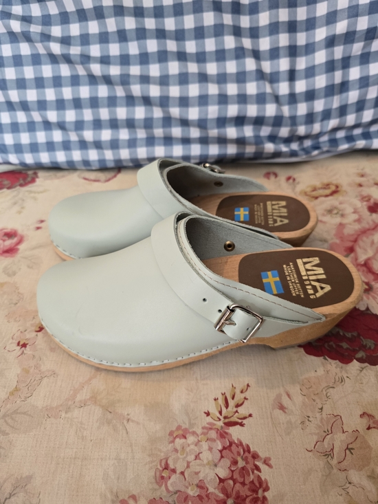 MIA Shoes - MIA Mint Green Leather Buckle Clogs
